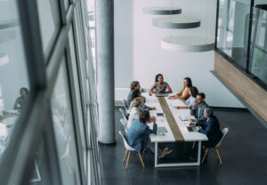 professionals in a room discussing care